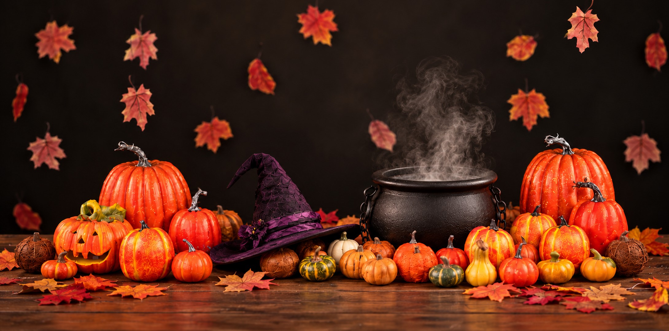 Set Halloween Piccoli Ricordi: zucche, cappello da streghetta e pentolone