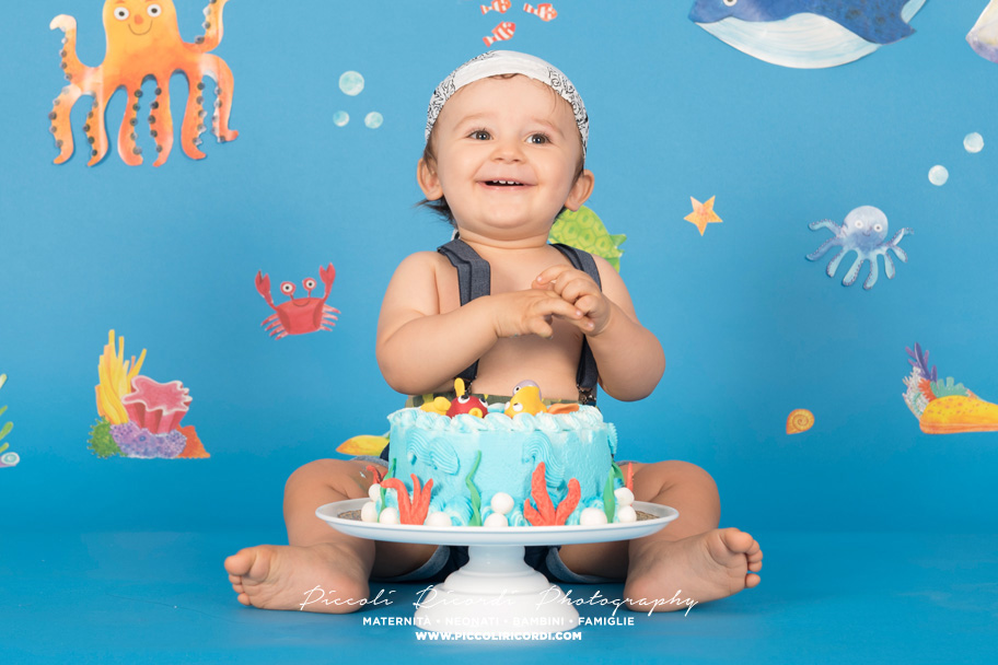 Cake Smash a tema - Fotografo Cake Smash Milano - Torta compleanno bambino