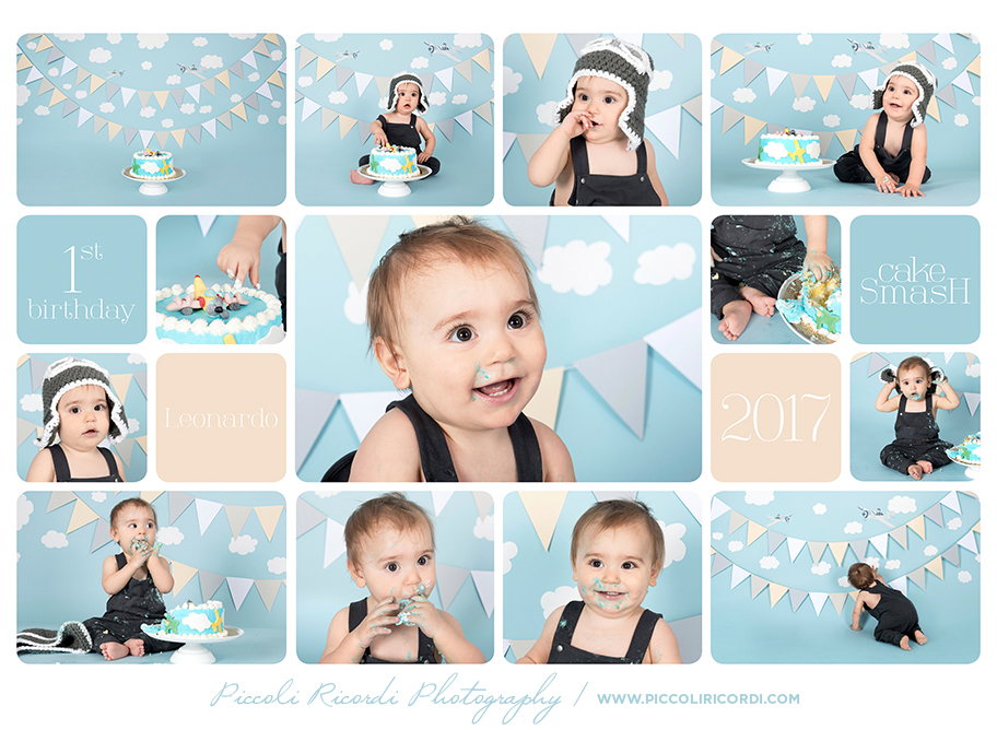 Smash Cake personalizzato | sfondo azzurro | aviatore aeroplani nuvole