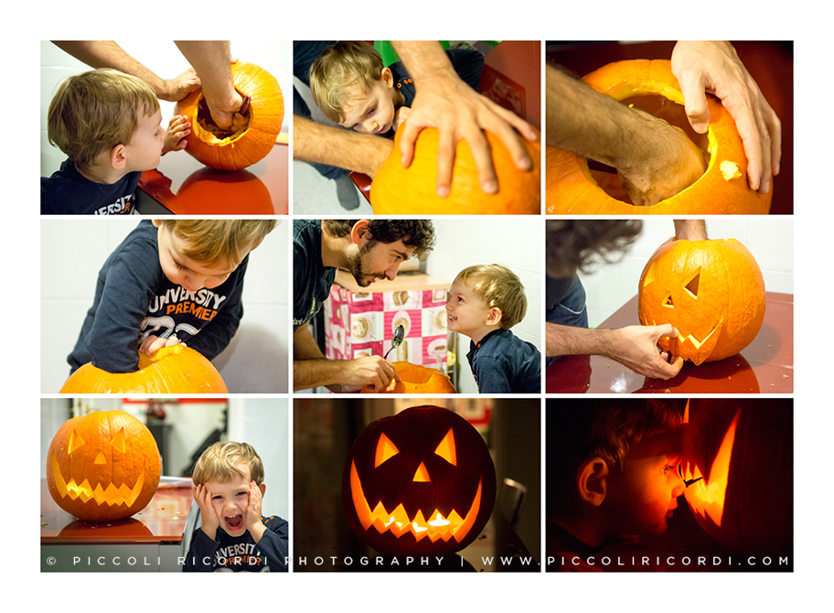 Costruzione zucca di halloween, Fotografo bambini Halloween